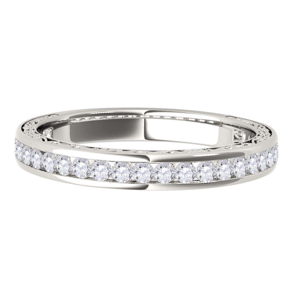 1/2 Carat Brilliant Cut Diamond Channel Set Wedding Band For Women In 14K Rose White & Yellow Gold Mauli Jewels