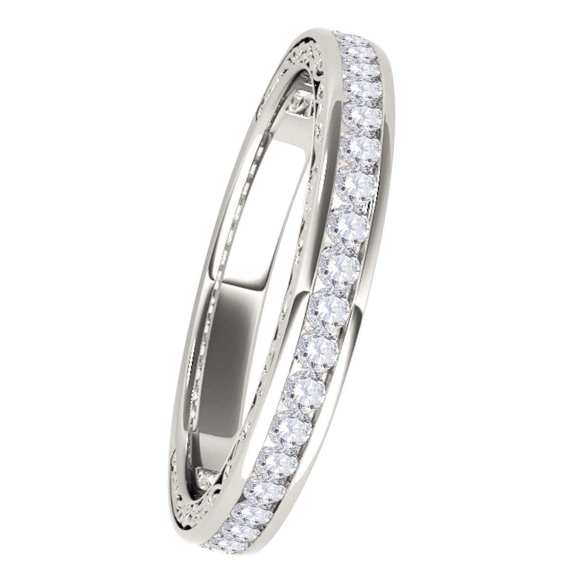1/2 Carat Brilliant Cut Diamond Channel Set Wedding Band For Women In 14K Rose White & Yellow Gold Mauli Jewels