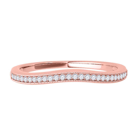 Mauli Jewels 1/10 ct Real Diamond Wedding Band - Milgrain Curved Design in 10K Yellow, White, or Rose Gold Mauli Jewels