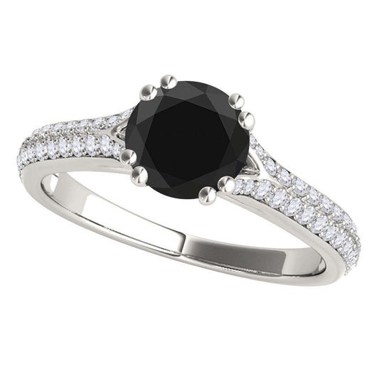 MAULIJEWELS 1.20 Carat Black and White Diamond Engagement Ring for Women in 10K Rose, White, and Yellow Gold Mauli Jewels