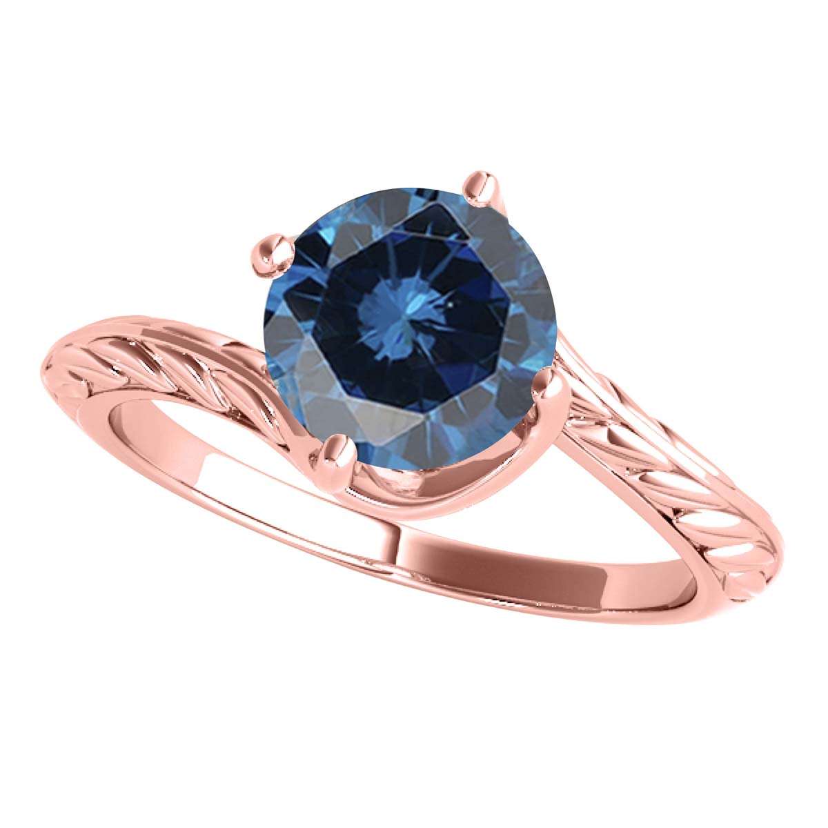 Mauli Jewels 1.00 Carat Sparkling Blue Diamond Art Deco Solitaire Engagement Ring Prong 10K White Yellow Rose Gold Mauli Jewels