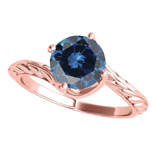 Mauli Jewels 1.00 Carat Sparkling Blue Diamond Art Deco Solitaire Engagement Ring Prong 10K White Yellow Rose Gold Mauli Jewels