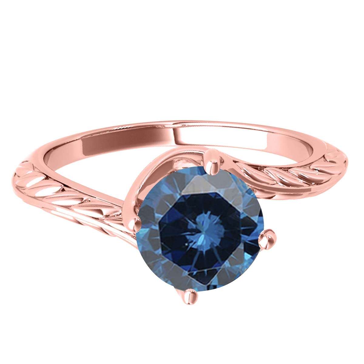 Mauli Jewels 1.00 Carat Sparkling Blue Diamond Art Deco Solitaire Engagement Ring Prong 10K White Yellow Rose Gold Mauli Jewels