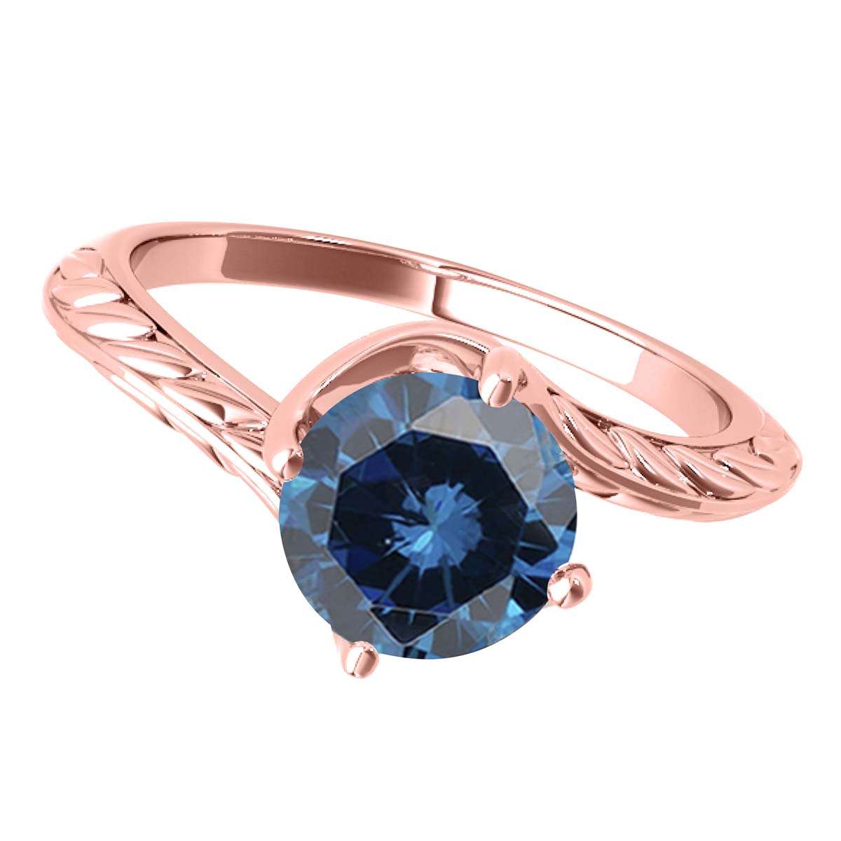 Mauli Jewels 1.00 Carat Sparkling Blue Diamond Art Deco Solitaire Engagement Ring Prong 10K White Yellow Rose Gold Mauli Jewels