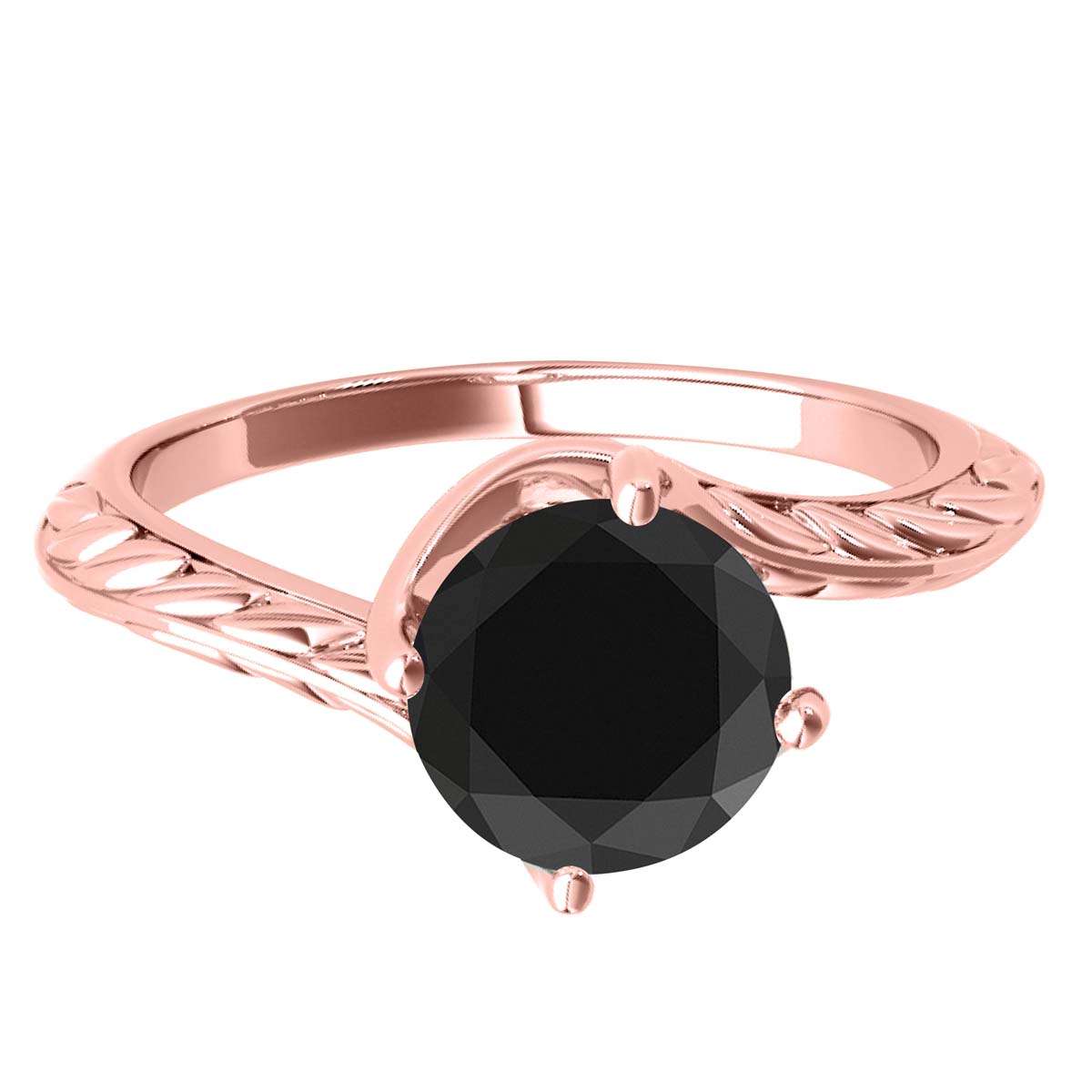 Mauli Jewels 1.00 Carat Sparkling Black Diamond Art Deco Solitaire Engagement Ring Prong 10K White Yellow Rose Gold Mauli Jewels