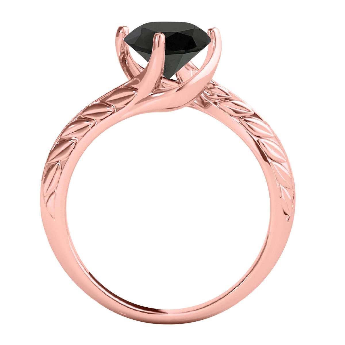Mauli Jewels 1.00 Carat Sparkling Black Diamond Art Deco Solitaire Engagement Ring Prong 10K White Yellow Rose Gold Mauli Jewels
