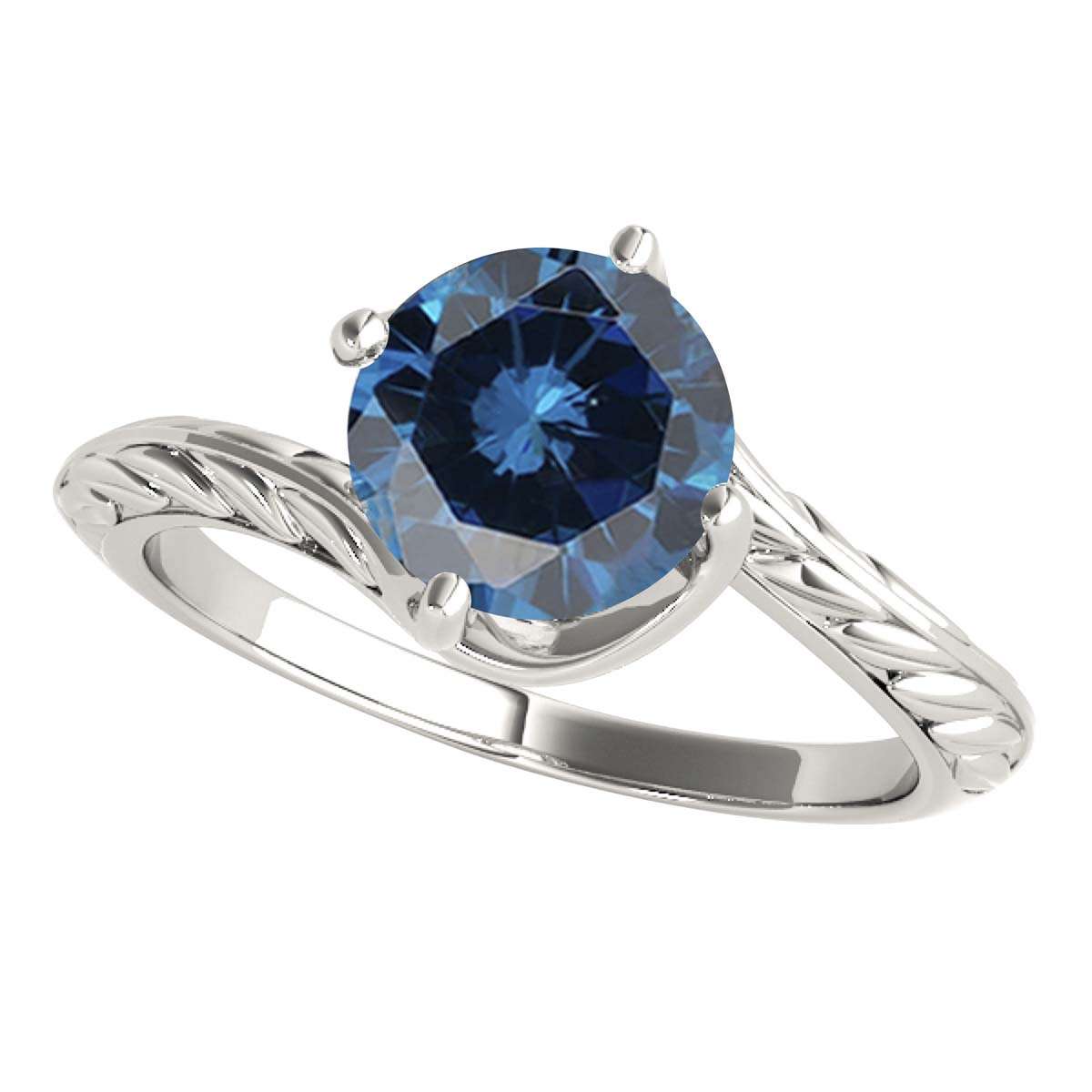 Mauli Jewels 1.00 Carat Sparkling Blue Diamond Art Deco Solitaire Engagement Ring Prong 10K White Yellow Rose Gold Mauli Jewels