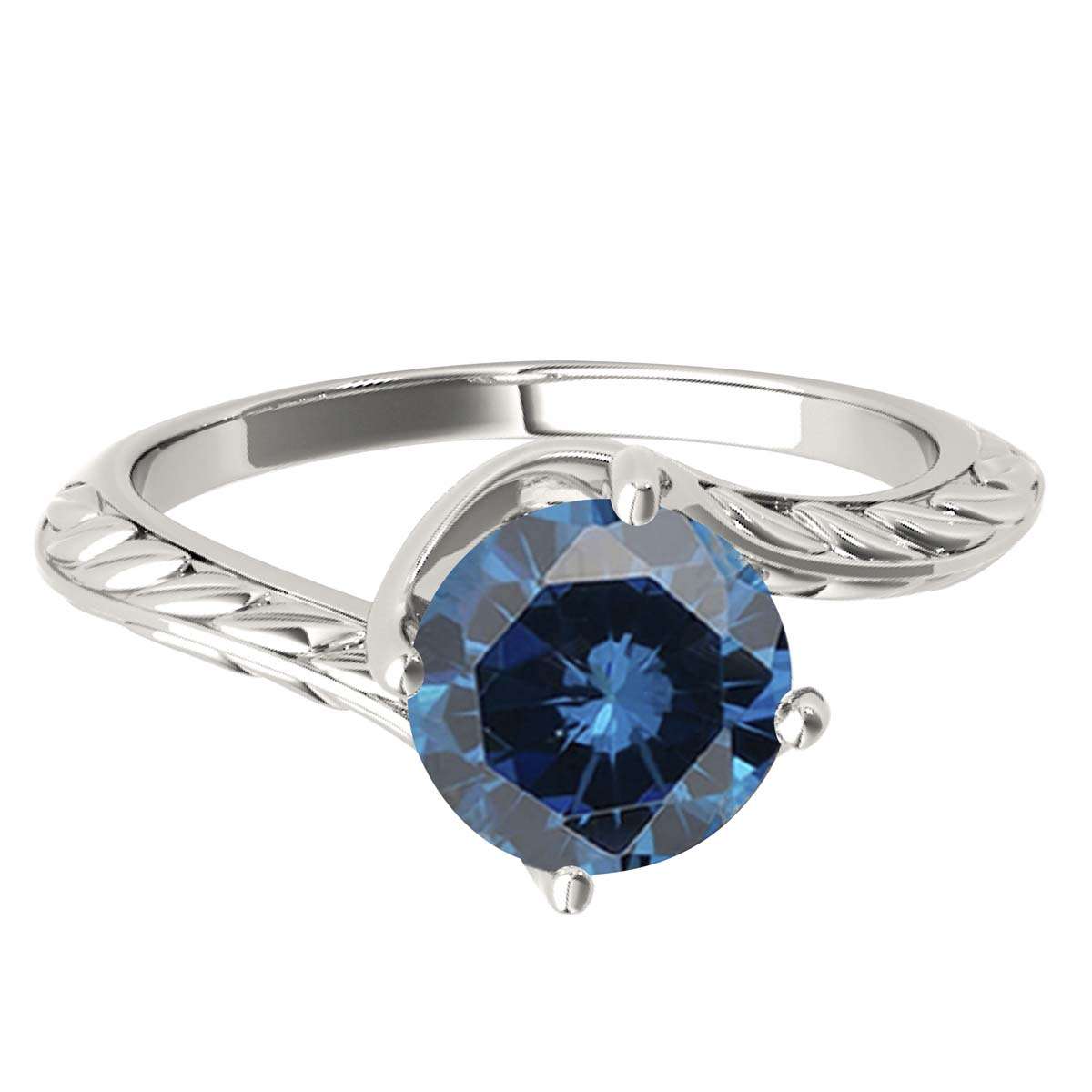 Mauli Jewels 1.00 Carat Sparkling Blue Diamond Art Deco Solitaire Engagement Ring Prong 10K White Yellow Rose Gold Mauli Jewels