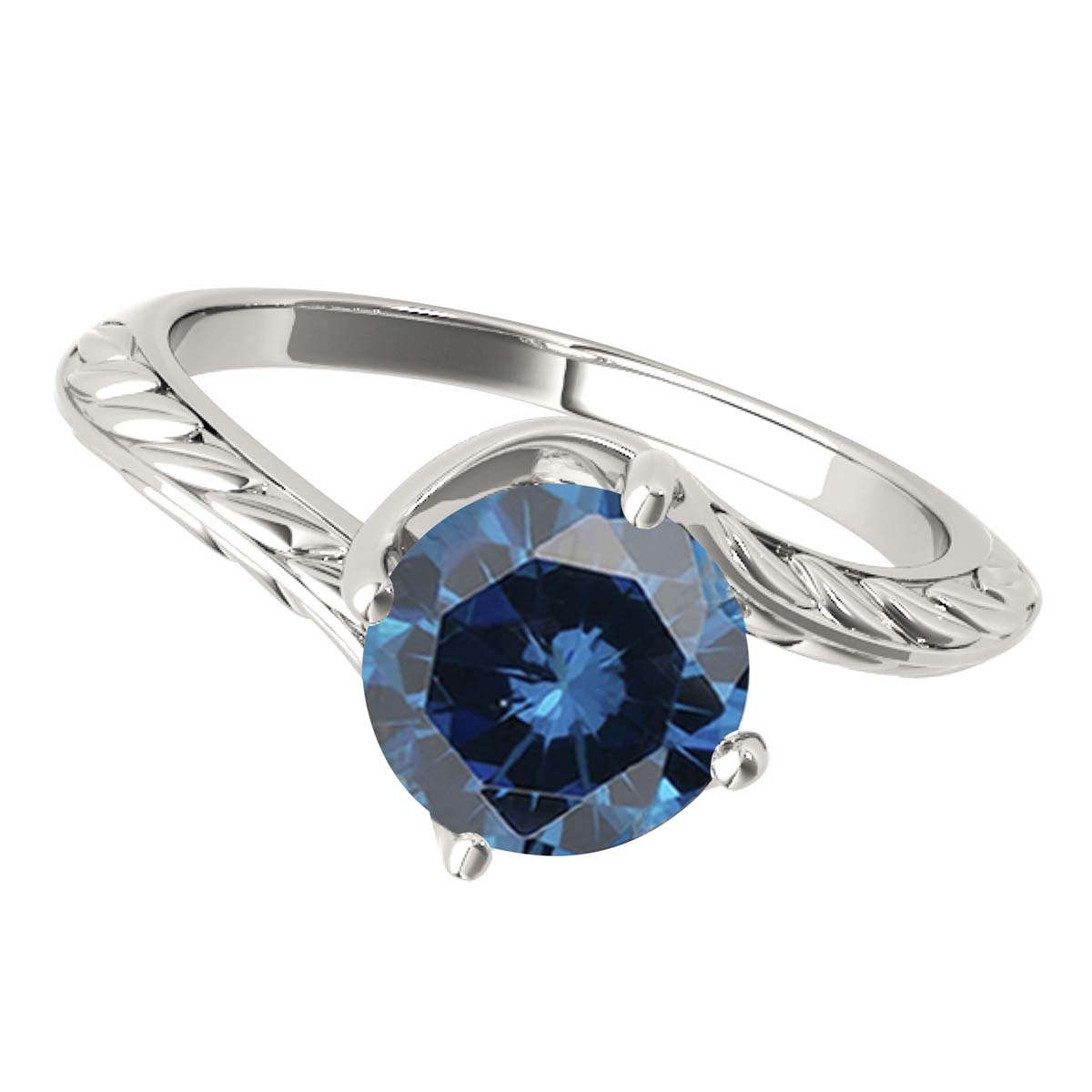 Mauli Jewels 1.00 Carat Sparkling Blue Diamond Art Deco Solitaire Engagement Ring Prong 10K White Yellow Rose Gold Mauli Jewels