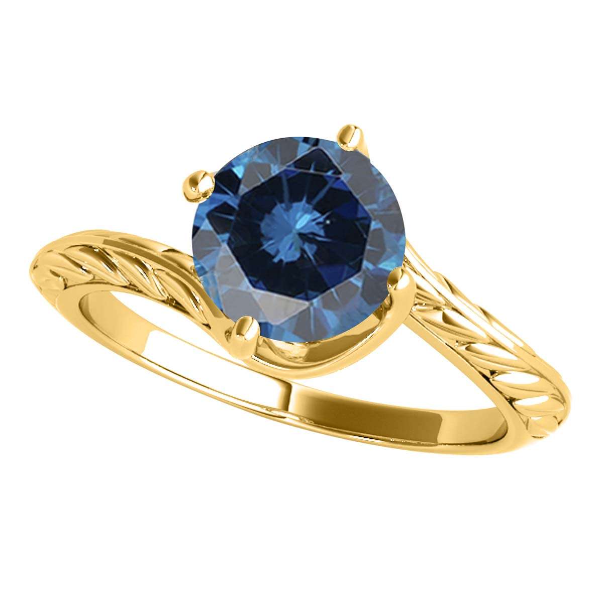 Mauli Jewels 1.00 Carat Sparkling Blue Diamond Art Deco Solitaire Engagement Ring Prong 10K White Yellow Rose Gold Mauli Jewels