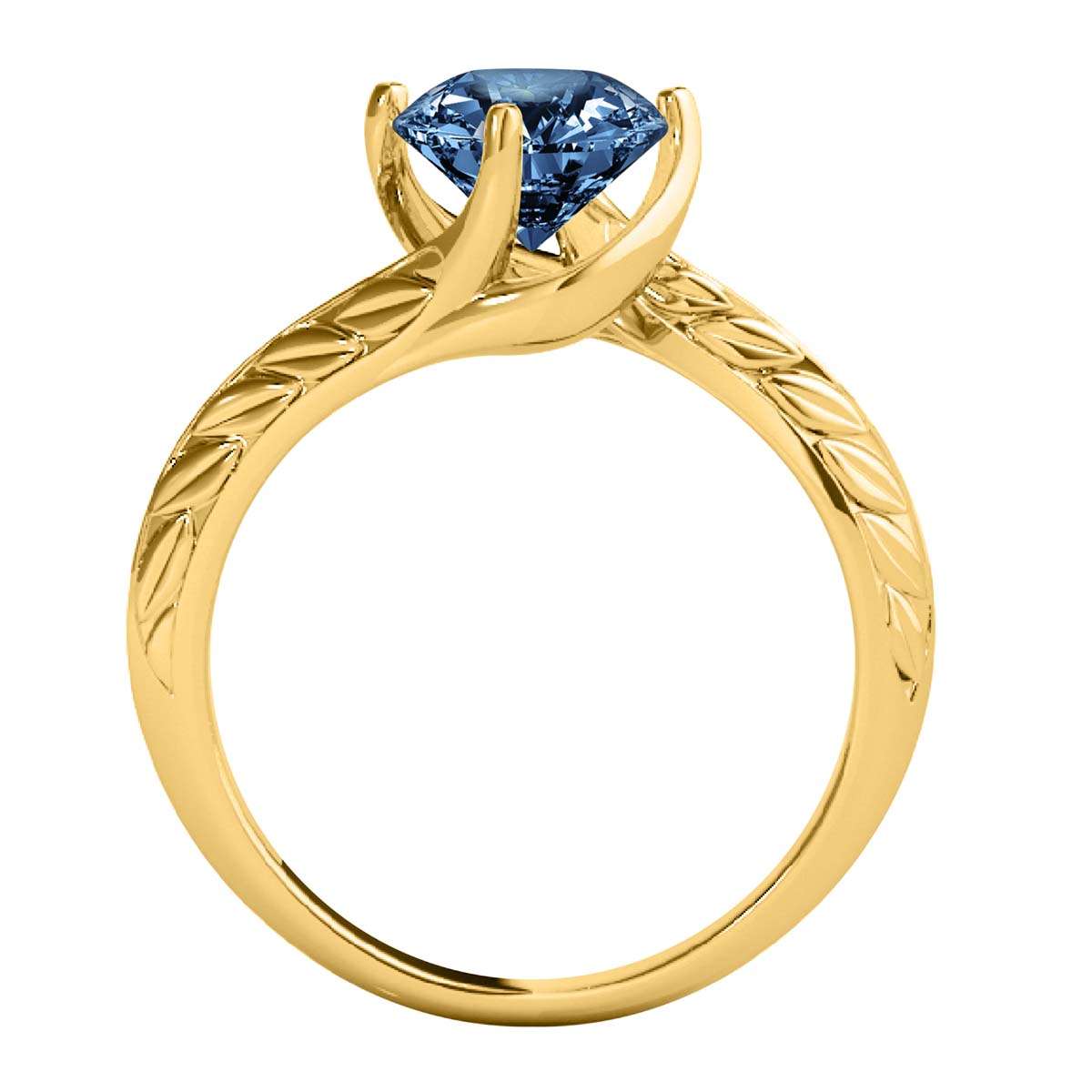 Mauli Jewels 1.00 Carat Sparkling Blue Diamond Art Deco Solitaire Engagement Ring Prong 10K White Yellow Rose Gold Mauli Jewels
