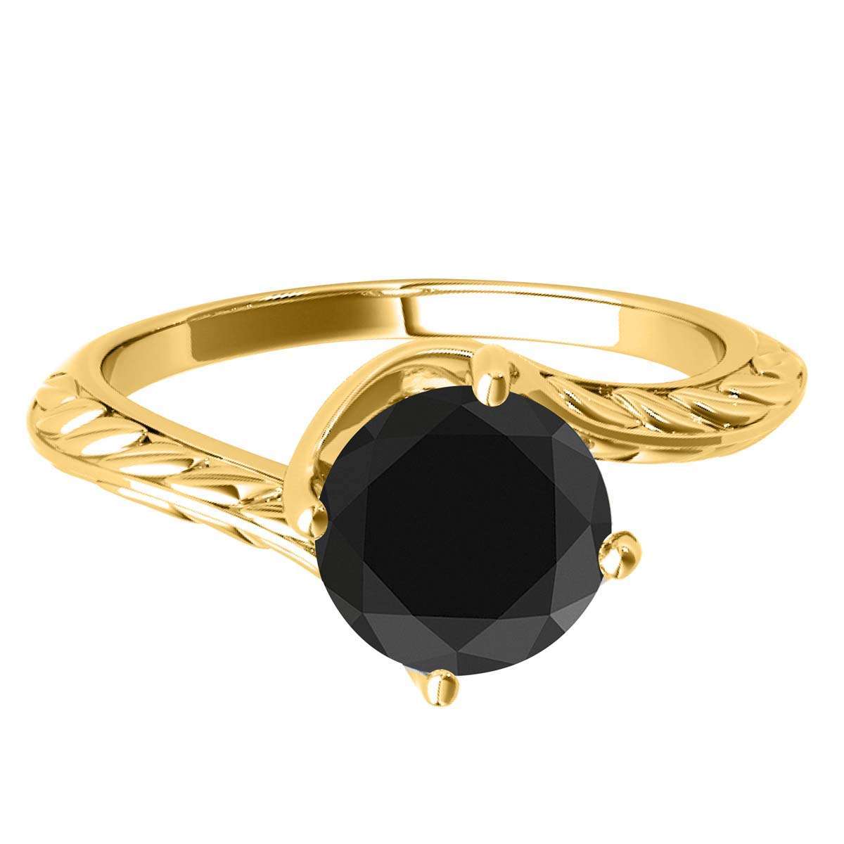 Mauli Jewels 1.00 Carat Sparkling Black Diamond Art Deco Solitaire Engagement Ring Prong 10K White Yellow Rose Gold Mauli Jewels
