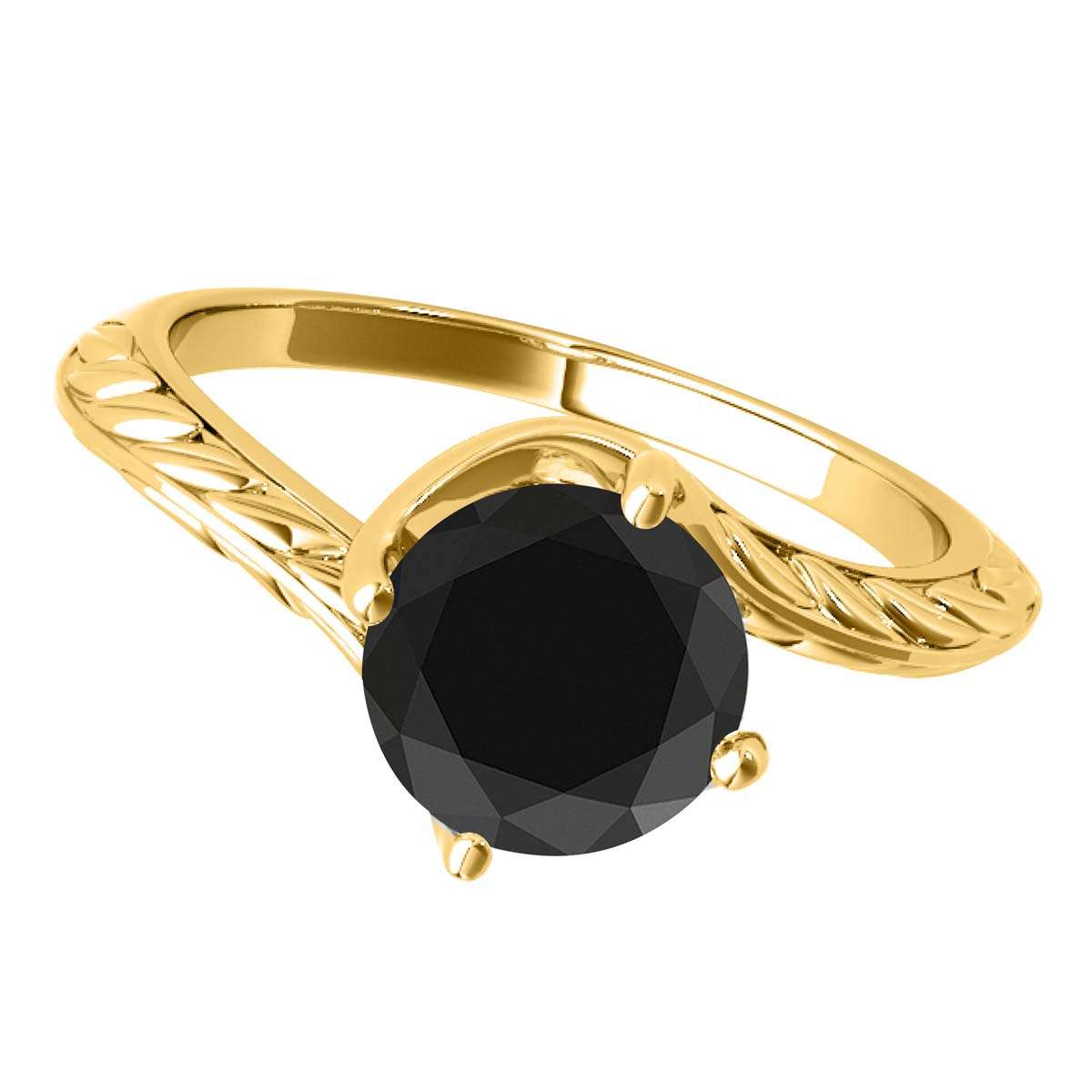 Mauli Jewels 1.00 Carat Sparkling Black Diamond Art Deco Solitaire Engagement Ring Prong 10K White Yellow Rose Gold Mauli Jewels