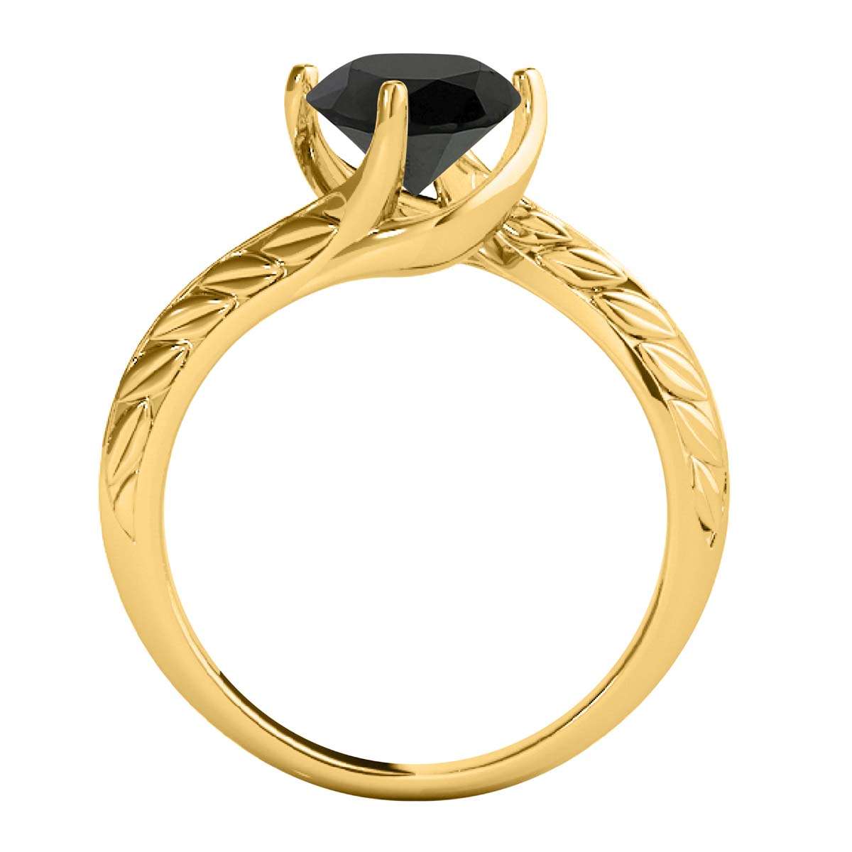 Mauli Jewels 1.00 Carat Sparkling Black Diamond Art Deco Solitaire Engagement Ring Prong 10K White Yellow Rose Gold Mauli Jewels