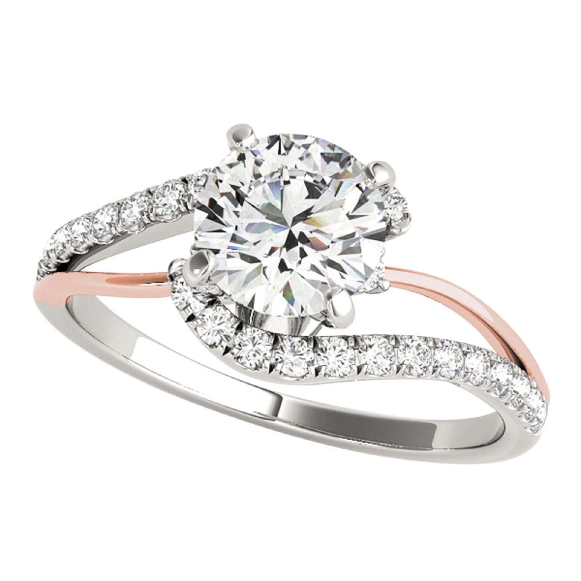 1.00 Carat Diamond Twisted Shank Two-tone Engagement Wedding Ring In 14K Rose & White Gold Mauli Jewels