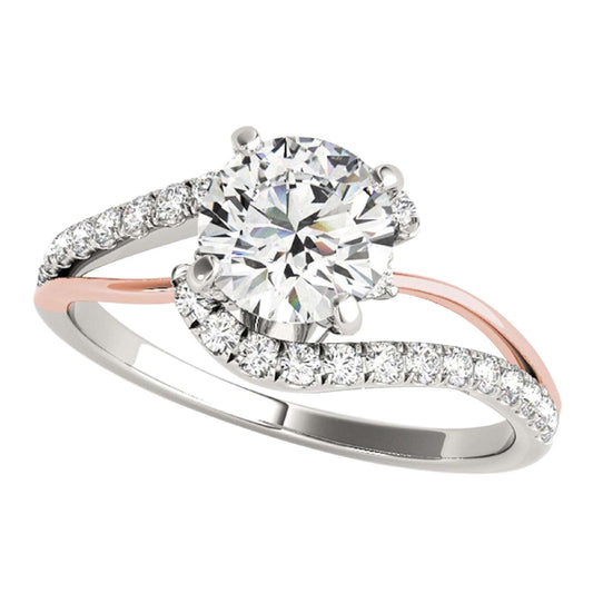 1.00 Carat Diamond Twisted Shank Two-tone Engagement Wedding Ring In 14K Rose & White Gold Mauli Jewels