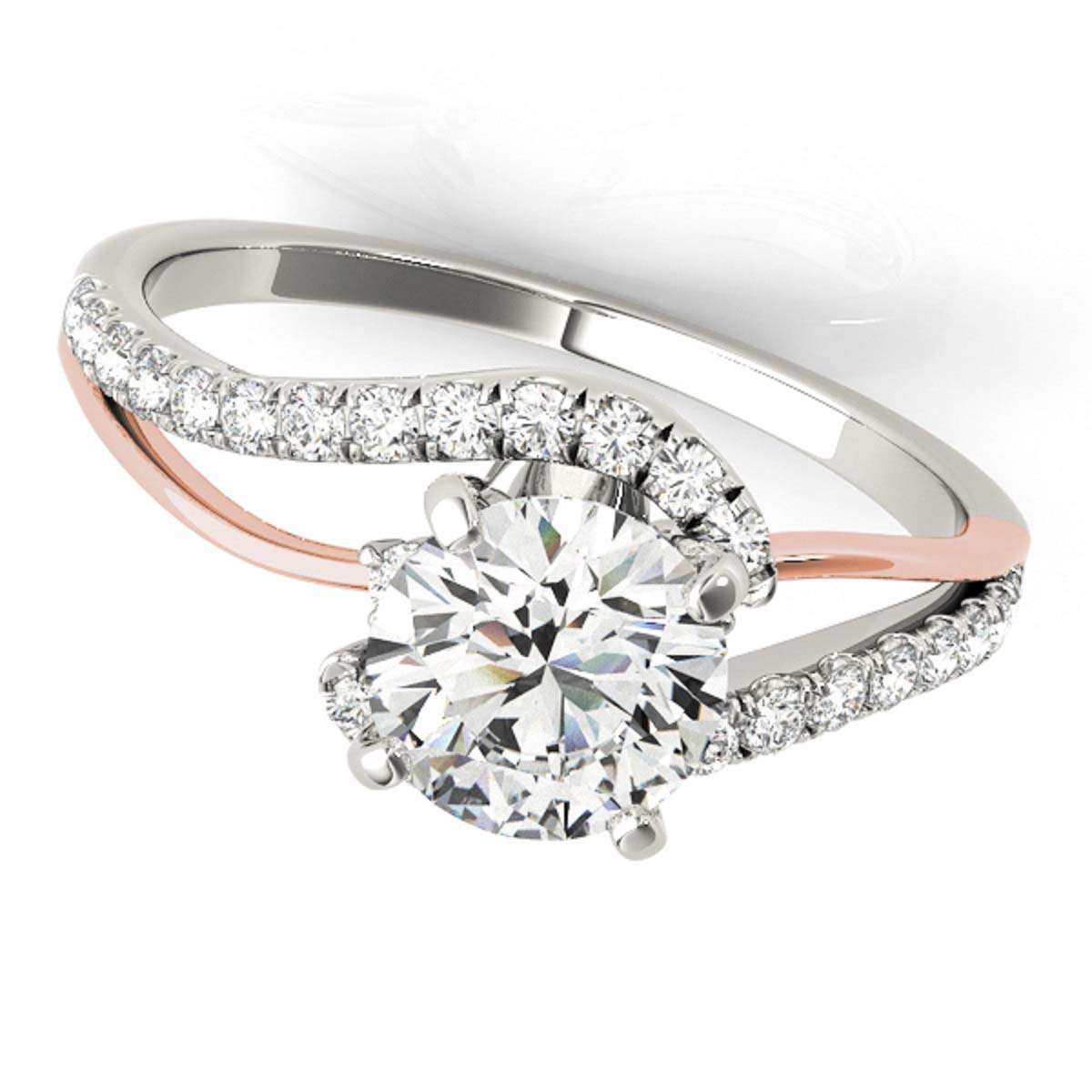 1.00 Carat Diamond Twisted Shank Two-tone Engagement Wedding Ring In 14K Rose & White Gold Mauli Jewels
