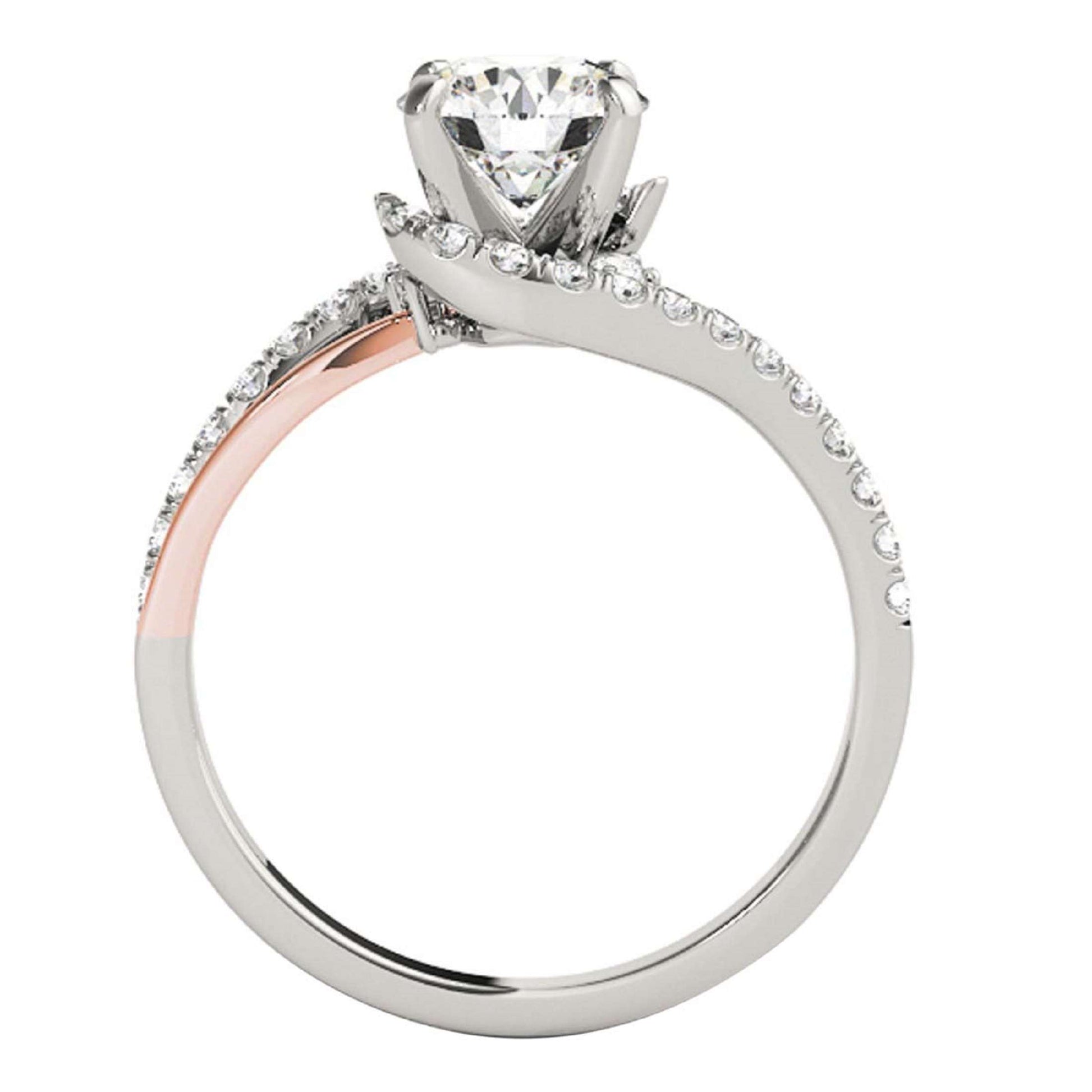1.00 Carat Diamond Twisted Shank Two-tone Engagement Wedding Ring In 14K Rose & White Gold Mauli Jewels