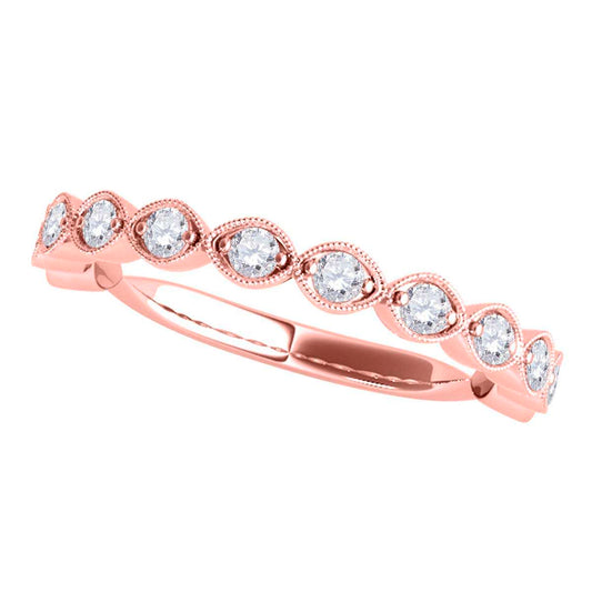 0.50 Carat Diamond Milgrained Wedding Engagement Band for Women In 14K White / Rose & Yellow Gold Mauli Jewels