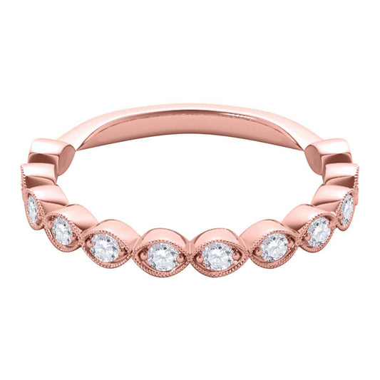 MauliJewels  0.50 Carat White Diamond Wedding Band for Women crafted In 14K Rose, White Yellow Solid Gold Mauli Jewels