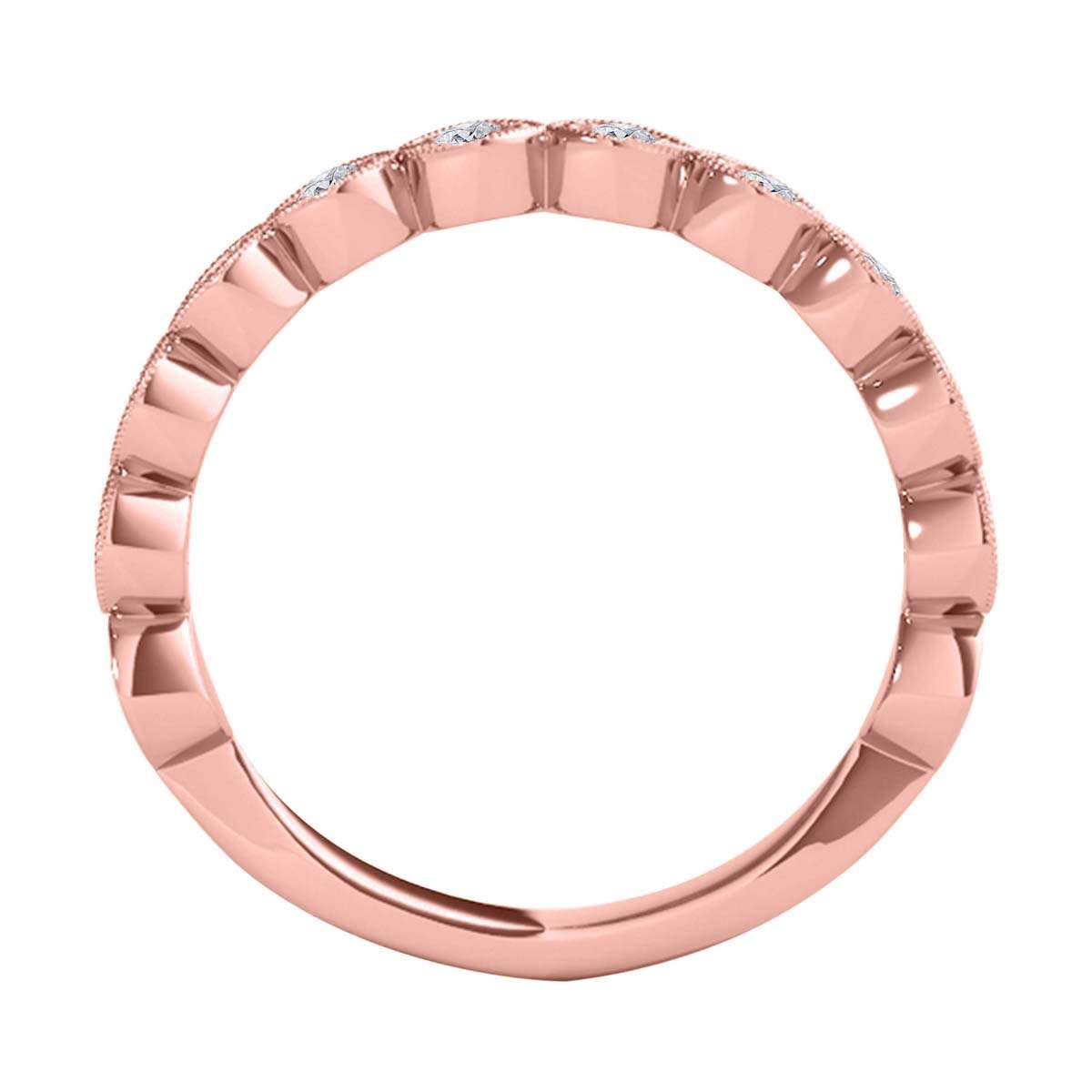 0.50 Carat Diamond Milgrained Wedding Engagement Band for Women In 14K White / Rose & Yellow Gold Mauli Jewels