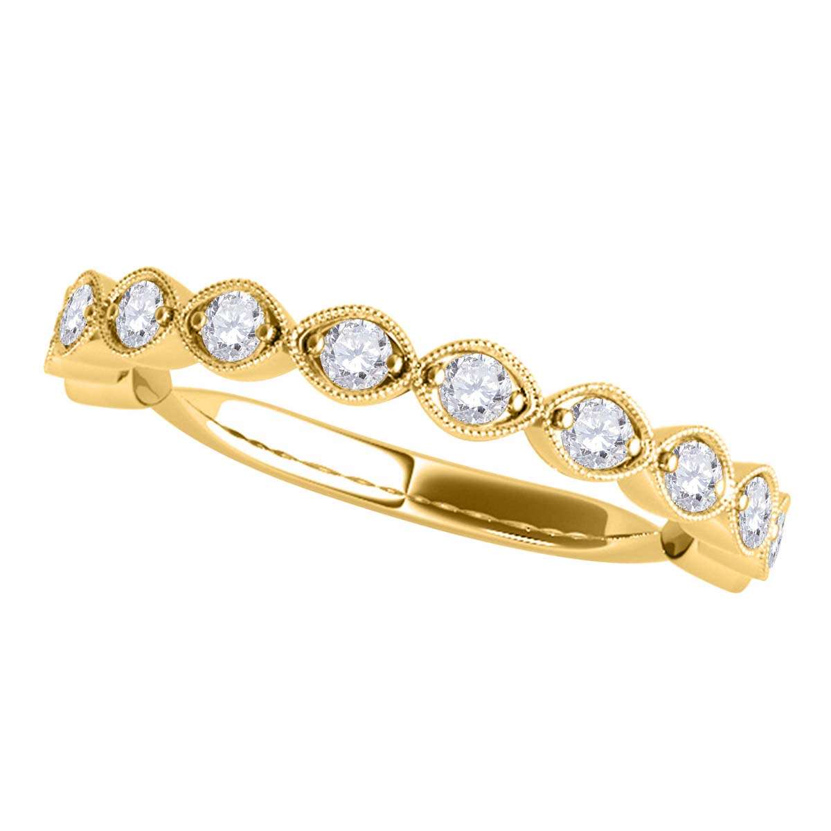 0.50 Carat Diamond Milgrained Wedding Engagement Band for Women In 14K White / Rose & Yellow Gold Mauli Jewels