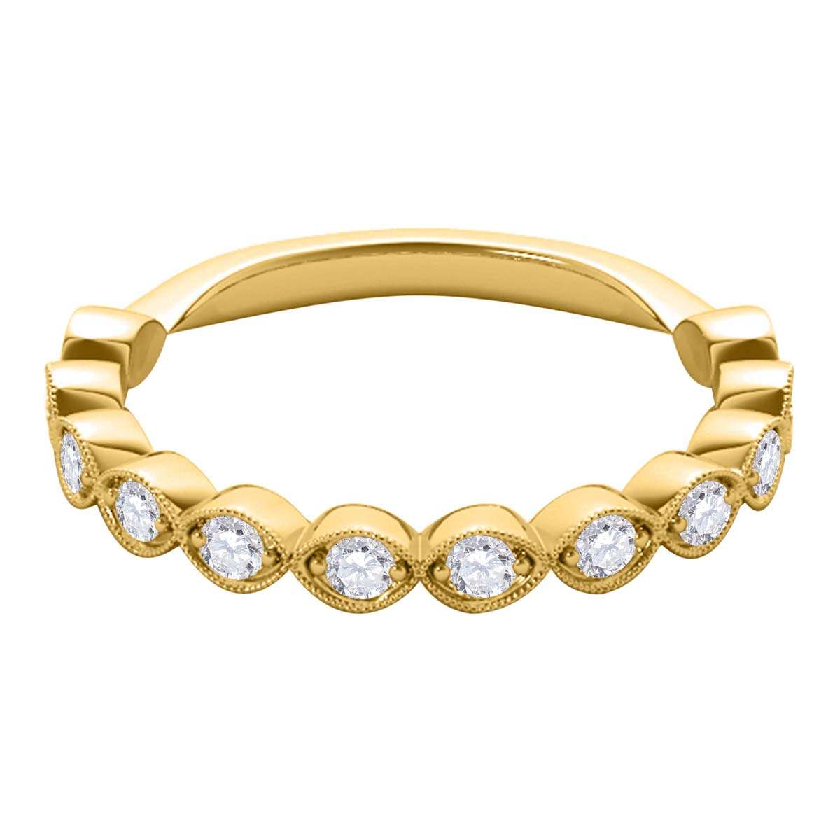 0.50 Carat Diamond Milgrained Wedding Engagement Band for Women In 14K White / Rose & Yellow Gold Mauli Jewels