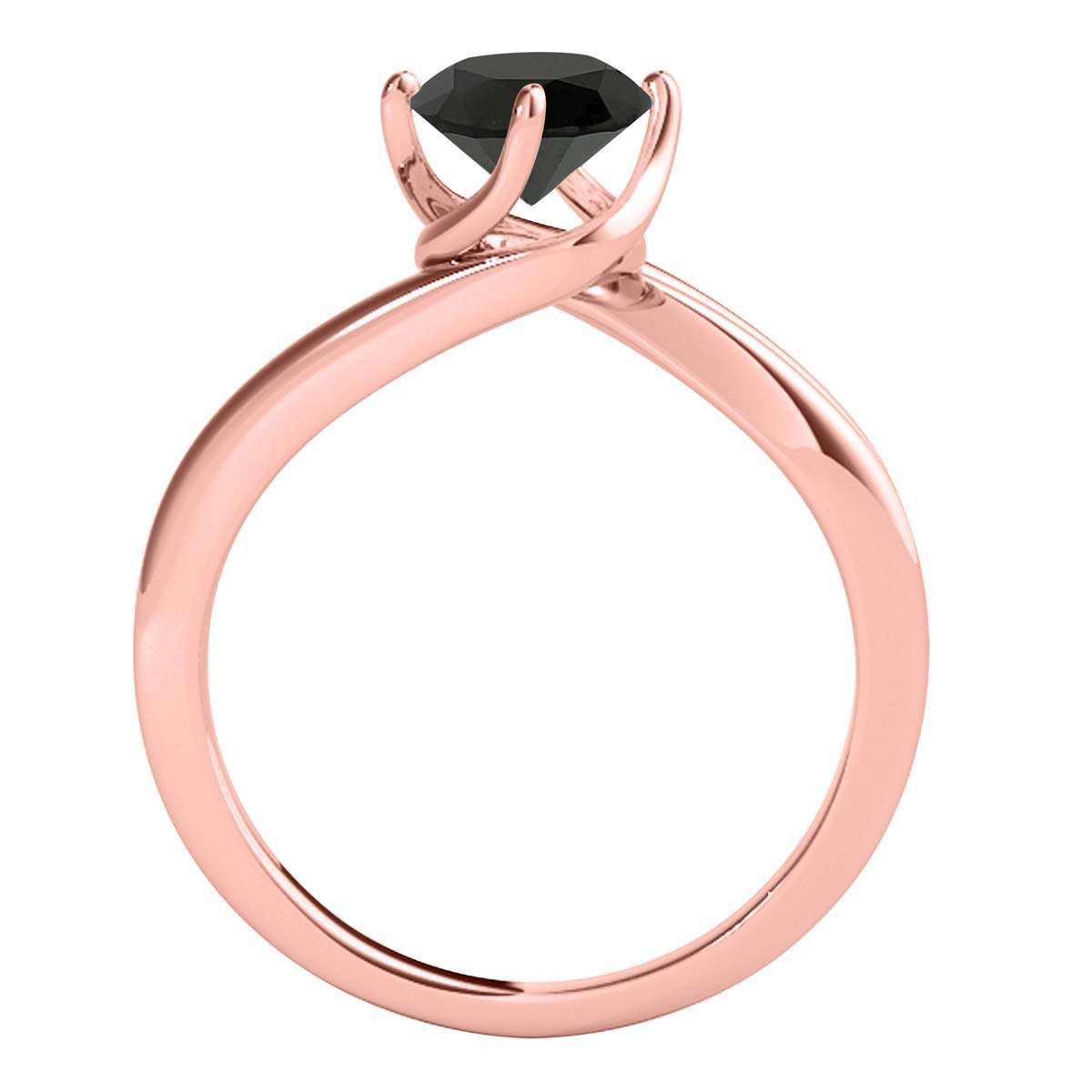 MAULI JEWELS 1.00 Carat Round Black Diamond Prong Set Classic Solitaire Ring In 10K Solid Rose White Yellow Gold, Mauli Jewels