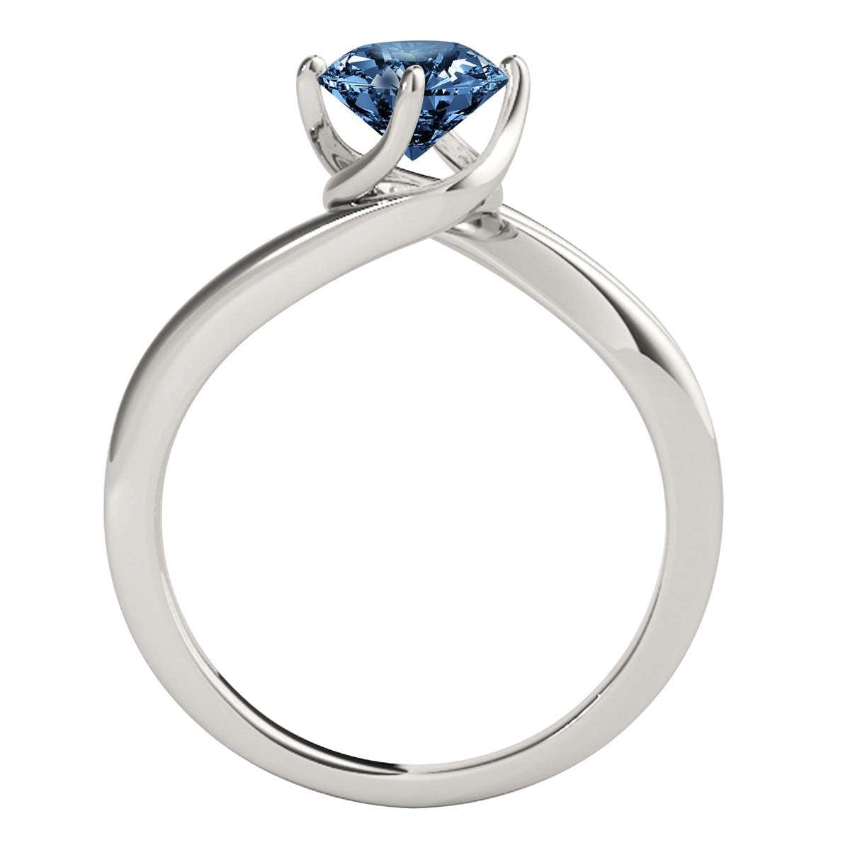 MAULI JEWELS 1.00 Carat Round Blue Diamond Prong Set Classic Solitaire Ring In 10K Solid Rose White Yellow Gold, Mauli Jewels