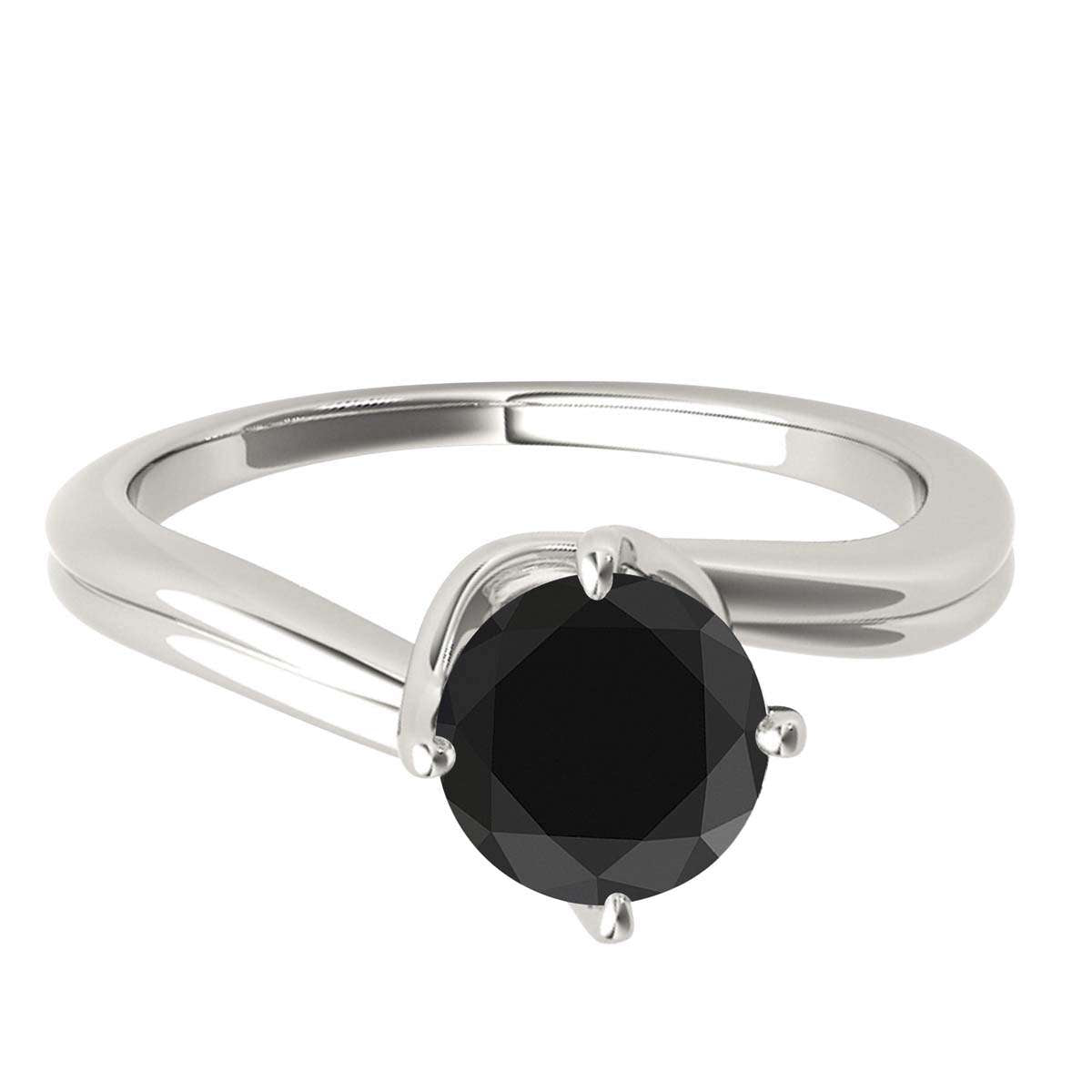 MAULI JEWELS 1.00 Carat Round Black Diamond Prong Set Classic Solitaire Ring In 10K Solid Rose White Yellow Gold, Mauli Jewels