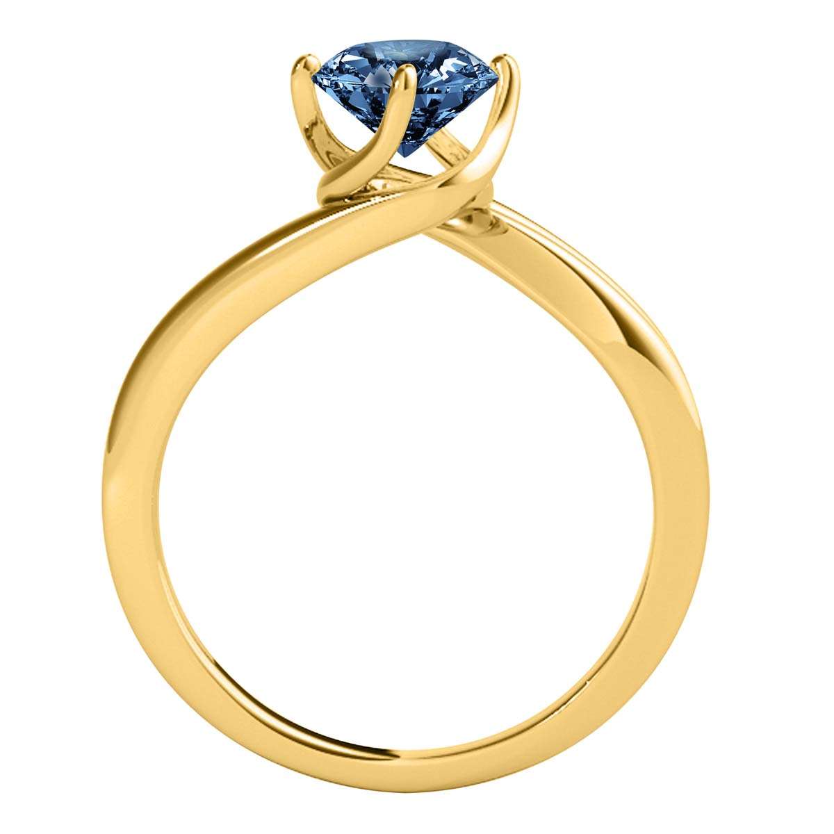MAULI JEWELS 1.00 Carat Round Blue Diamond Prong Set Classic Solitaire Ring In 10K Solid Rose White Yellow Gold, Mauli Jewels