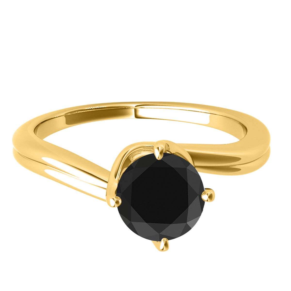 MAULI JEWELS 1.00 Carat Round Black Diamond Prong Set Classic Solitaire Ring In 10K Solid Rose White Yellow Gold, Mauli Jewels