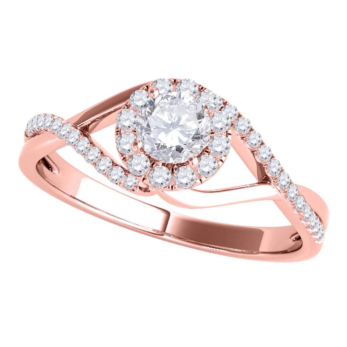 MauliJewels 0.50 Carat Halo Natural Diamond Engagement Wedding Rings for Women in 10K Rose, White & Yellow Gold Mauli Jewels