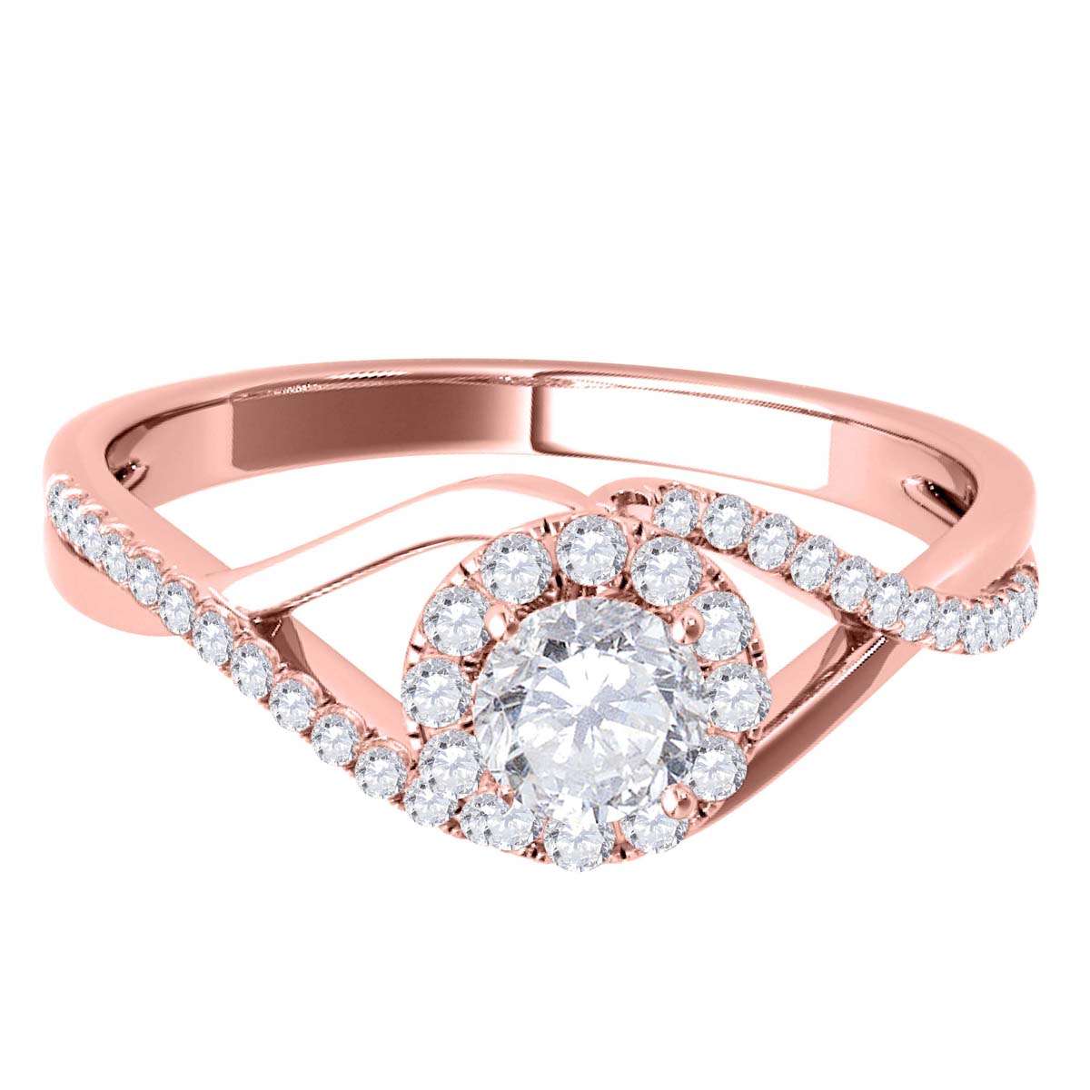 MauliJewels 0.50 Carat Halo Natural Diamond Engagement Wedding Rings for Women in 10K Rose, White & Yellow Gold Mauli Jewels
