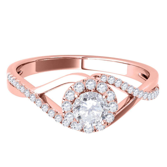 MauliJewels 0.50 Carat Halo Natural Diamond Engagement Wedding Rings for Women in 10K Rose, White & Yellow Gold Mauli Jewels