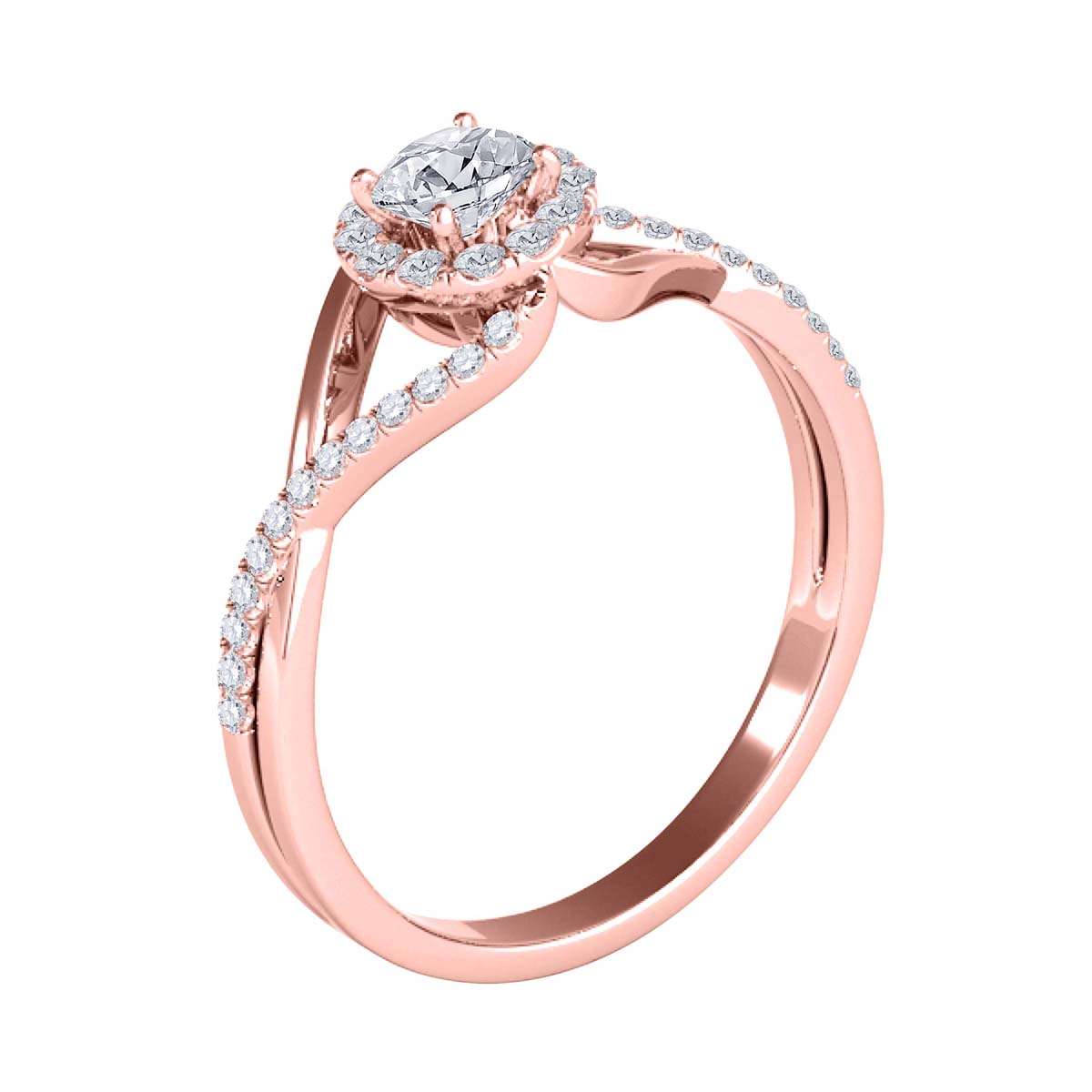MauliJewels 0.50 Carat Halo Natural Diamond Engagement Wedding Rings for Women in 10K Rose, White & Yellow Gold Mauli Jewels
