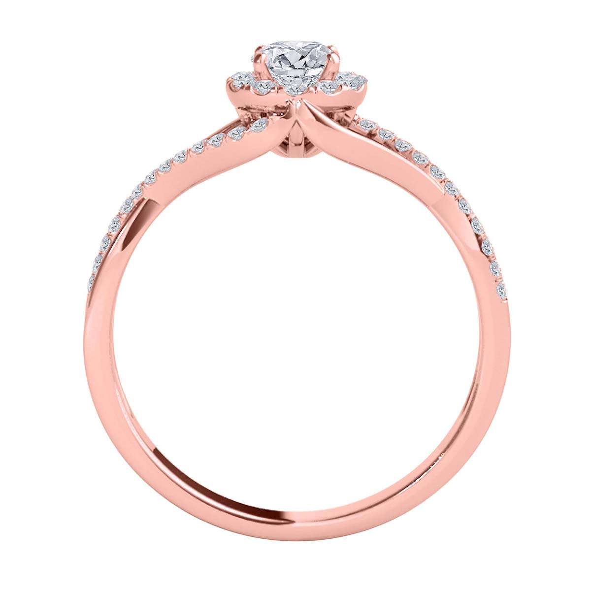 MauliJewels 0.50 Carat Halo Natural Diamond Engagement Wedding Rings for Women in 10K Rose, White & Yellow Gold Mauli Jewels