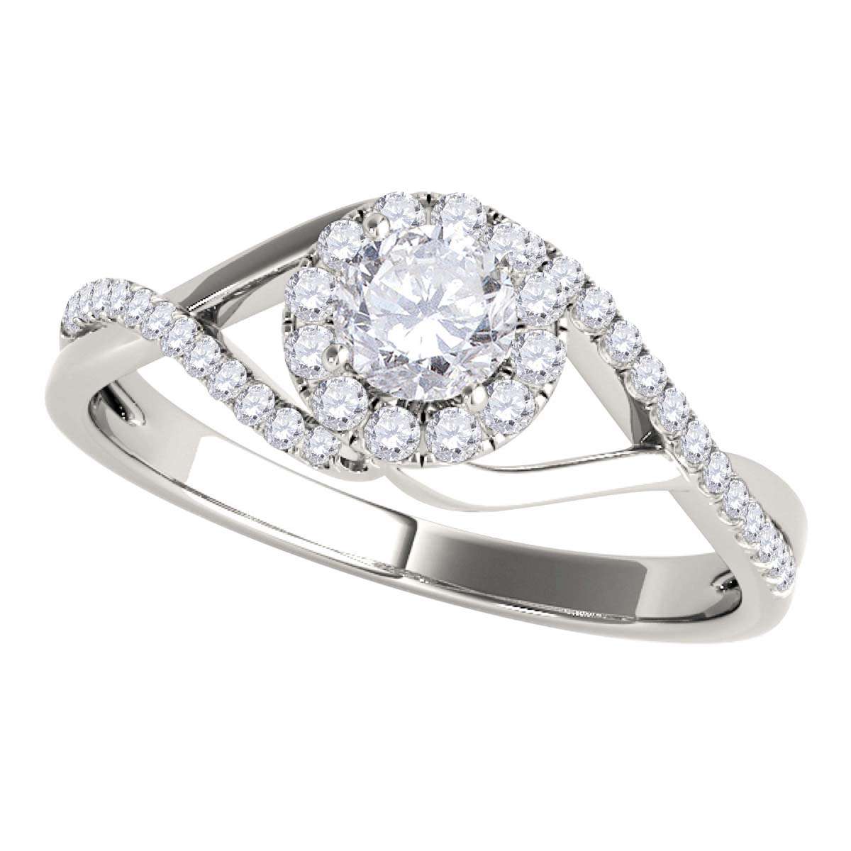 MauliJewels 0.50 Carat Halo Natural Diamond Engagement Wedding Rings for Women in 10K Rose, White & Yellow Gold Mauli Jewels