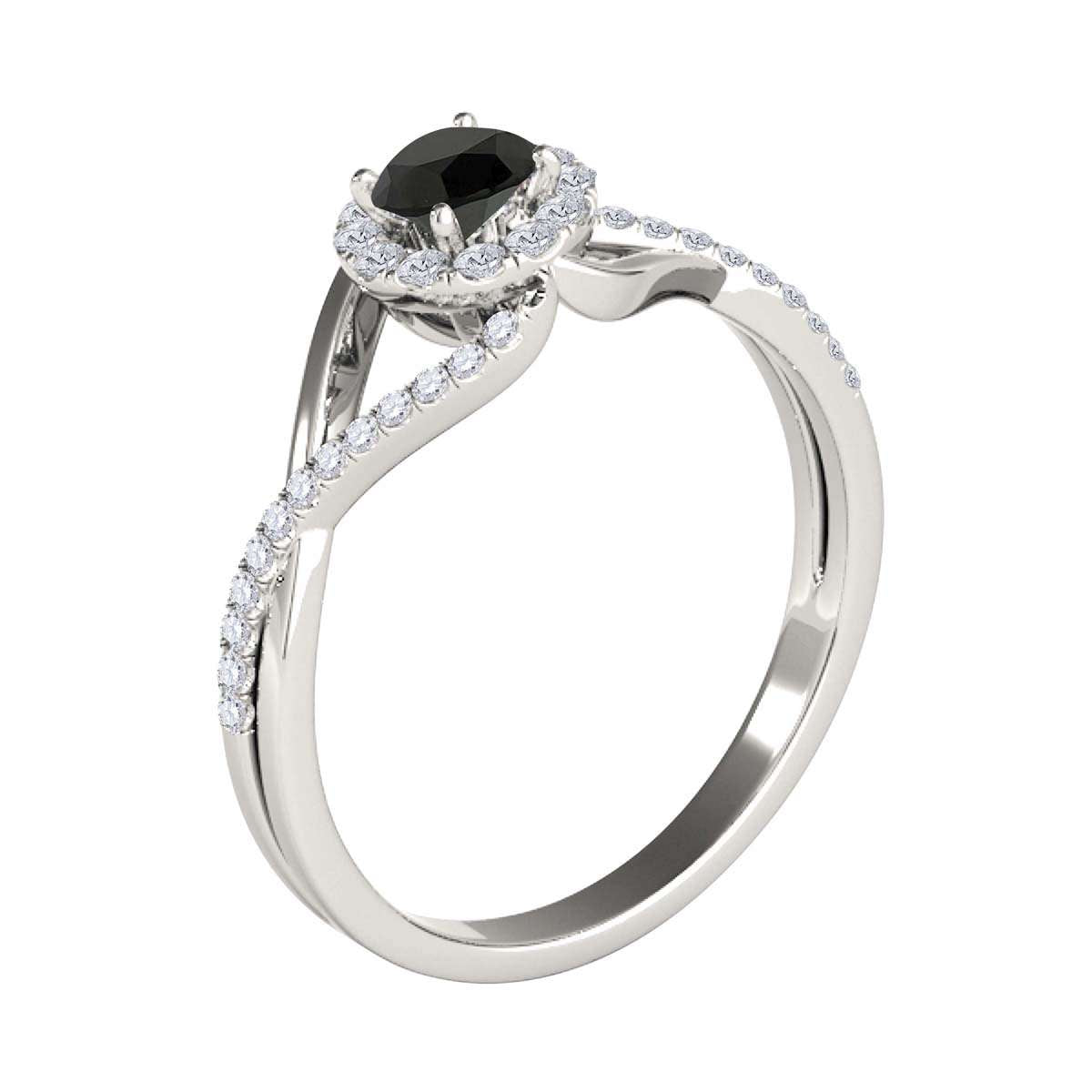 MAULIJEWELS 0.50 Carat Halo Black Diamond Engagement & Wedding Ring for Women in 10K Rose, White, & Yellow Gold Mauli Jewels