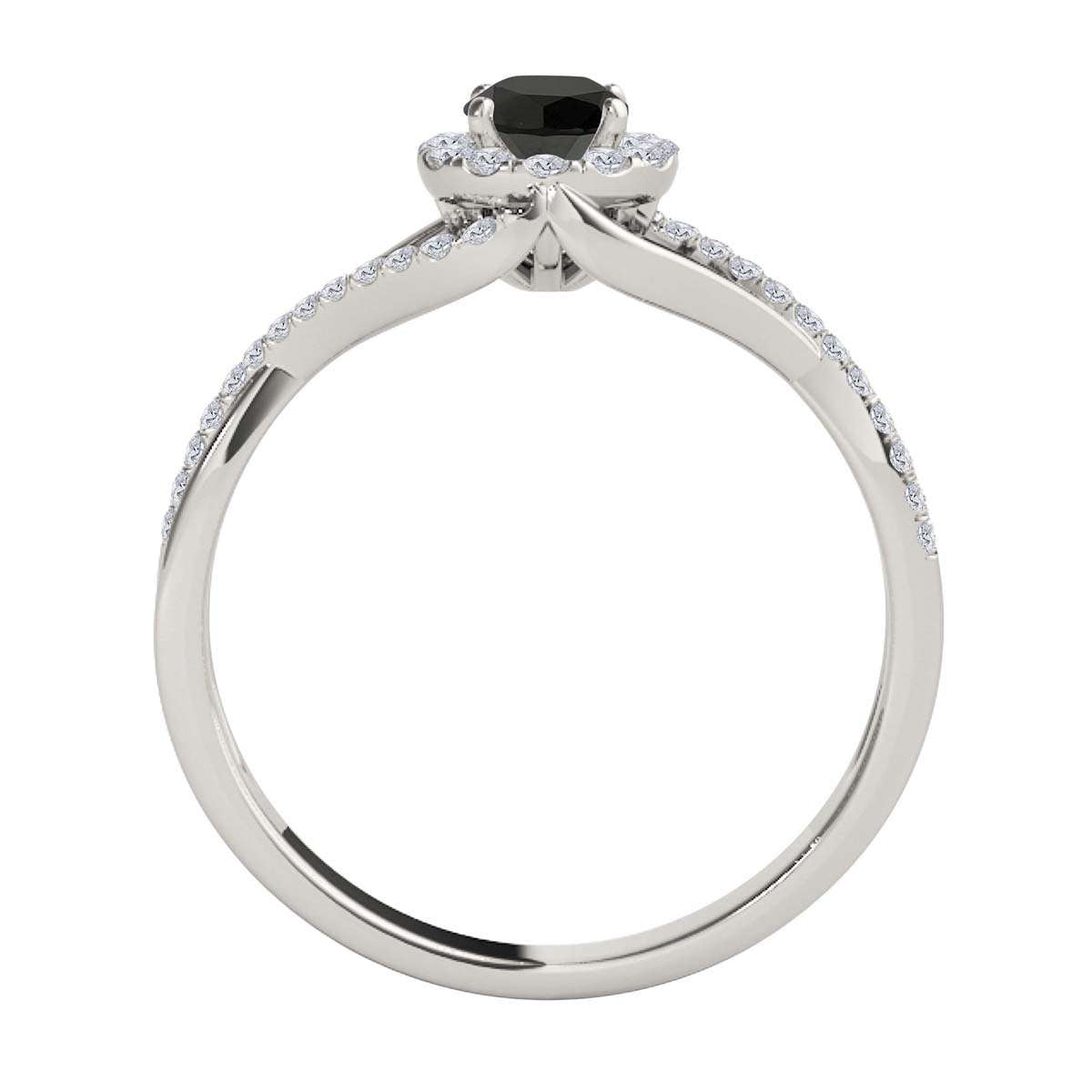 MAULIJEWELS 0.50 Carat Halo Black Diamond Engagement & Wedding Ring for Women in 10K Rose, White, & Yellow Gold Mauli Jewels