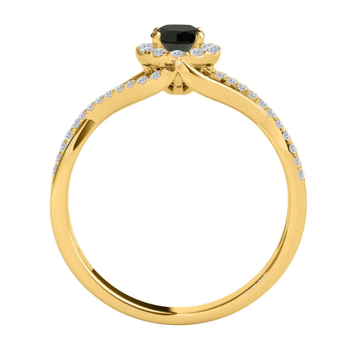 MAULIJEWELS 0.50 Carat Halo Black Diamond Engagement & Wedding Ring for Women in 10K Rose, White, & Yellow Gold Mauli Jewels
