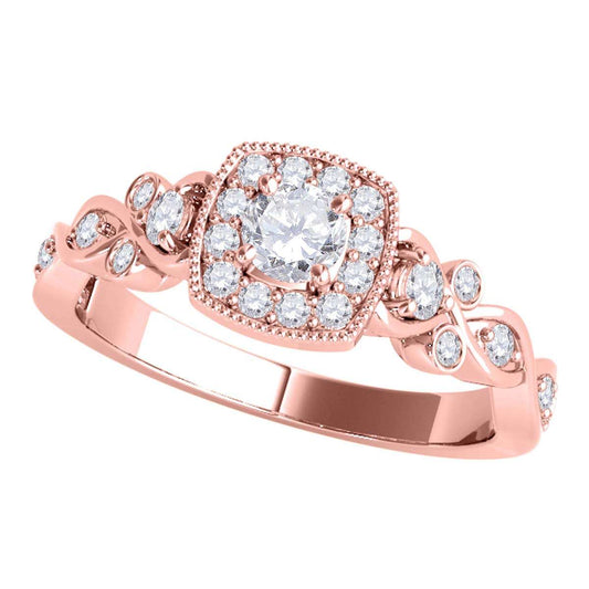 0.65 Carat Halo Natural Diamond Engagement Ring for Women in 14K Rose, White, or Yellow Gold Mauli Jewels