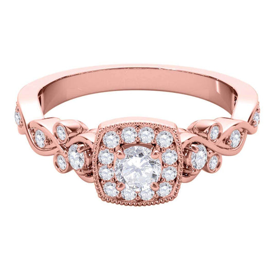 0.65 Carat Halo Natural Diamond Engagement Ring for Women in 14K Rose, White, or Yellow Gold Mauli Jewels