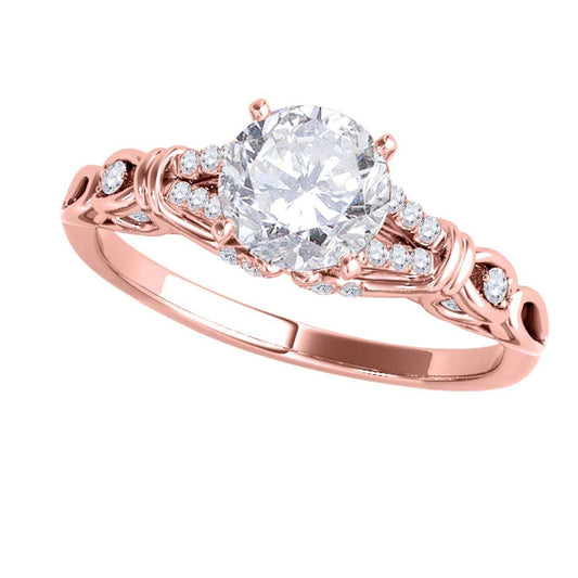 14K Rose White & Yellow Gold 0.75 Carat Diamond Engagement Weddings Rings For Women Mauli Jewels