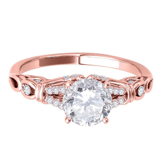 14K Rose White & Yellow Gold 0.75 Carat Diamond Engagement Weddings Rings For Women Mauli Jewels