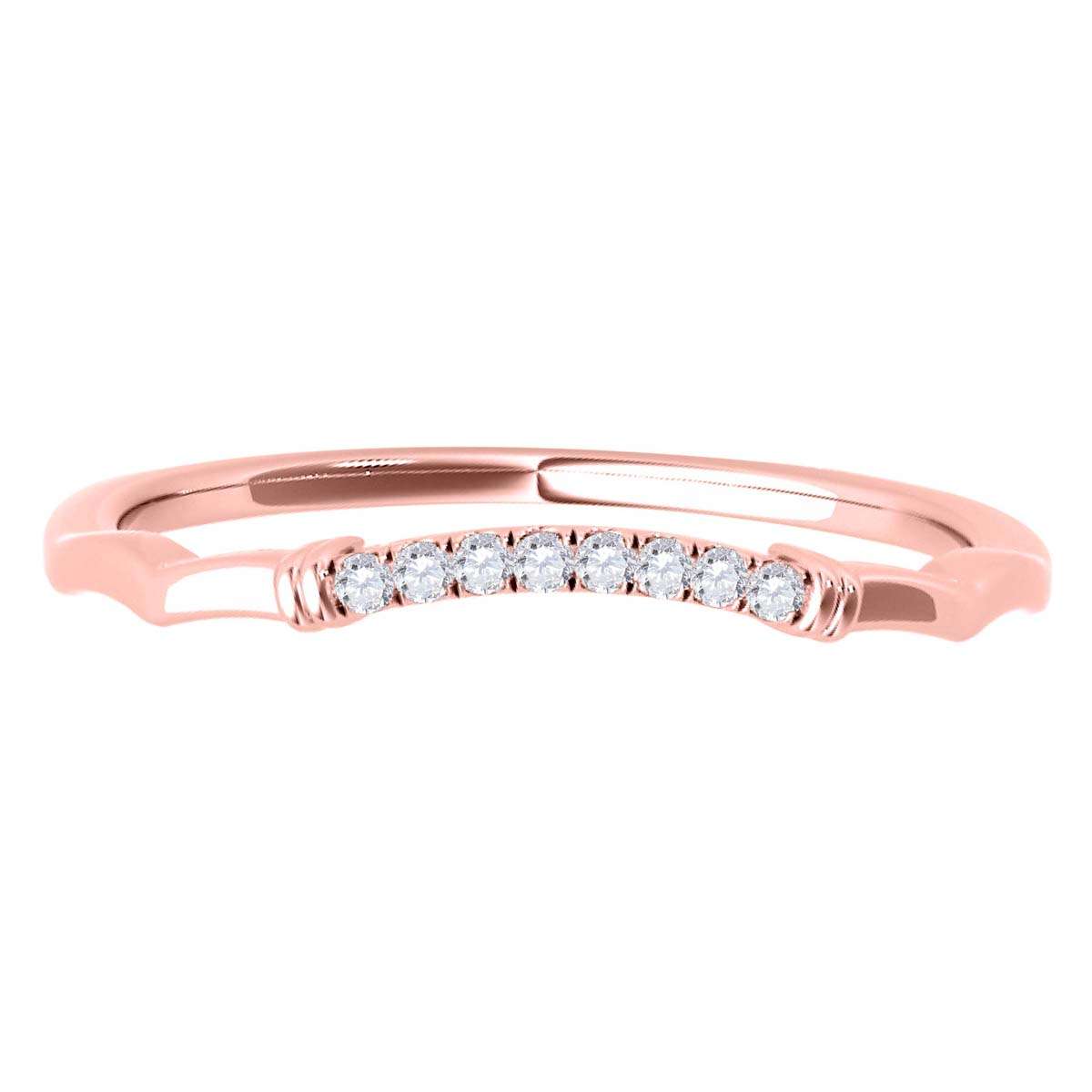 0.05 Carat Natural Diamond Curved Wedding Band For Women in 10K Rose White & Yellow Gold Mauli Jewels