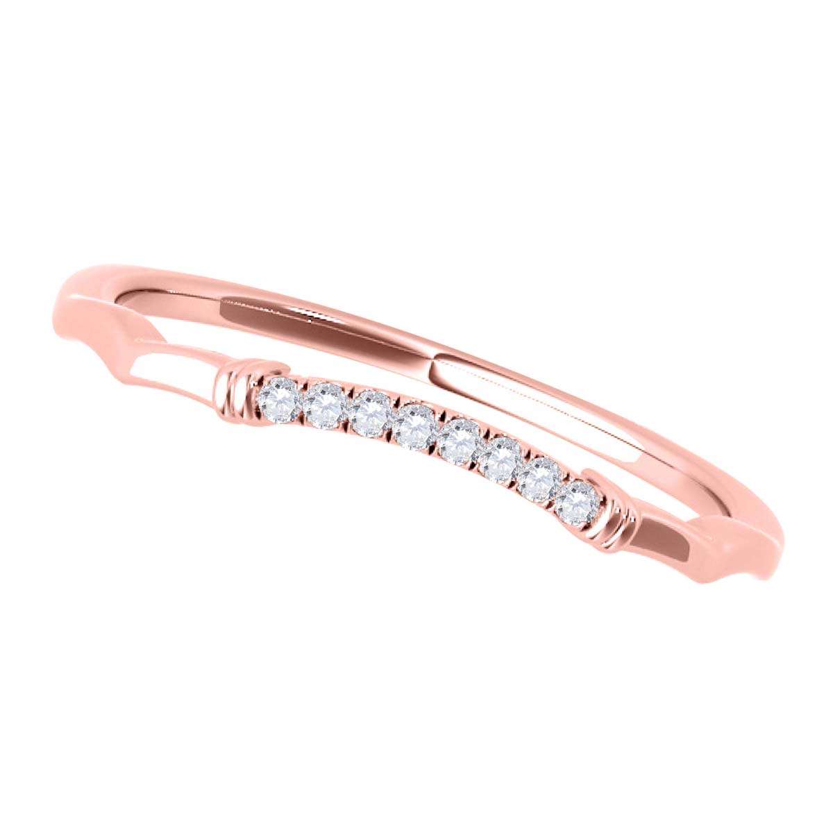 0.05 Carat Natural Diamond Curved Wedding Band For Women in 10K Rose White & Yellow Gold Mauli Jewels