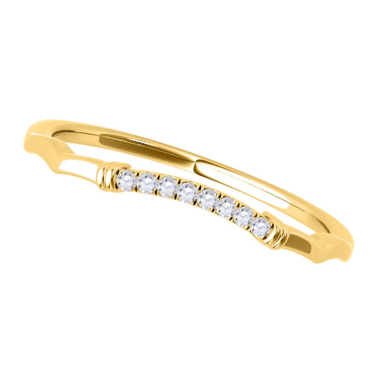 0.05 Carat Natural Diamond Curved Wedding Band For Women in 10K Rose White & Yellow Gold Mauli Jewels