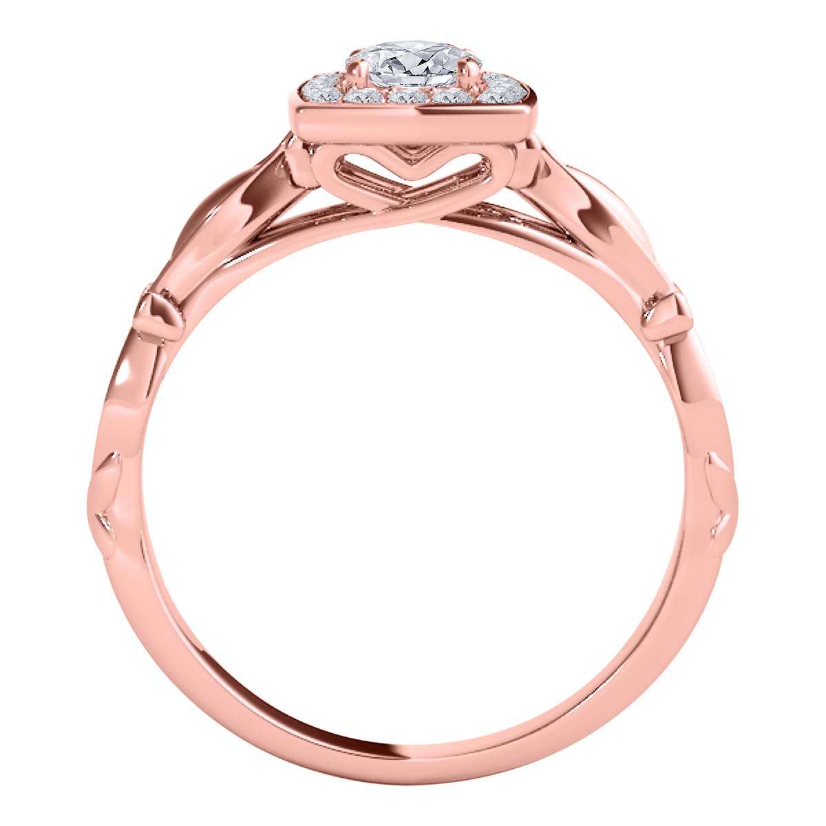 0.50 Carat Halo Diamond Engagement Ring for Women in 14K Solid Rose, White, or Yellow Gold Mauli Jewels
