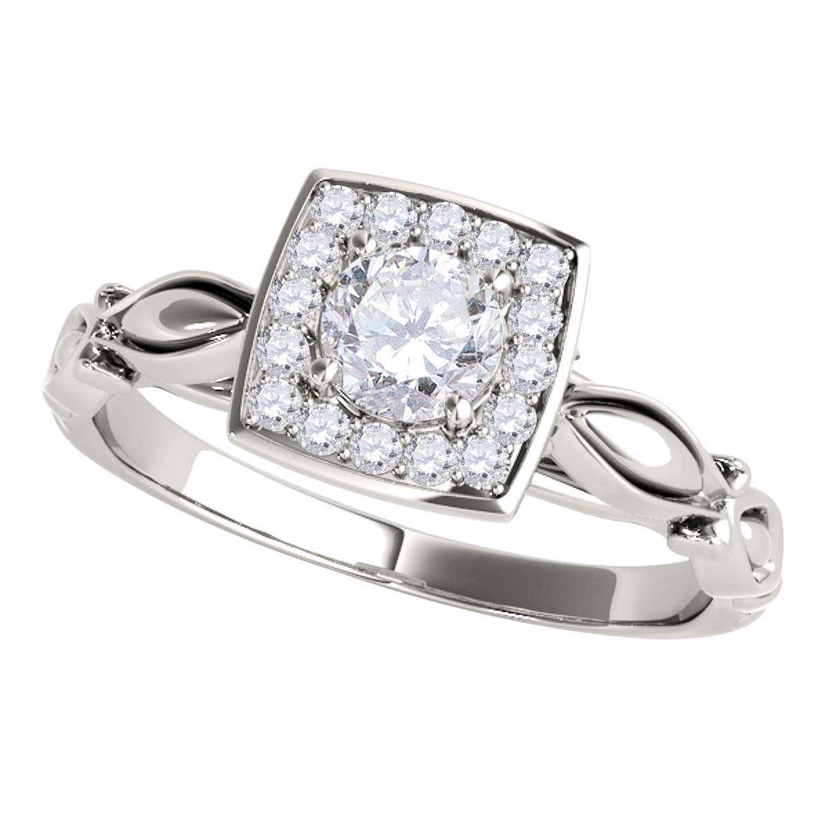 0.50 Carat Halo Diamond Engagement Ring for Women in 14K Solid Rose, White, or Yellow Gold Mauli Jewels